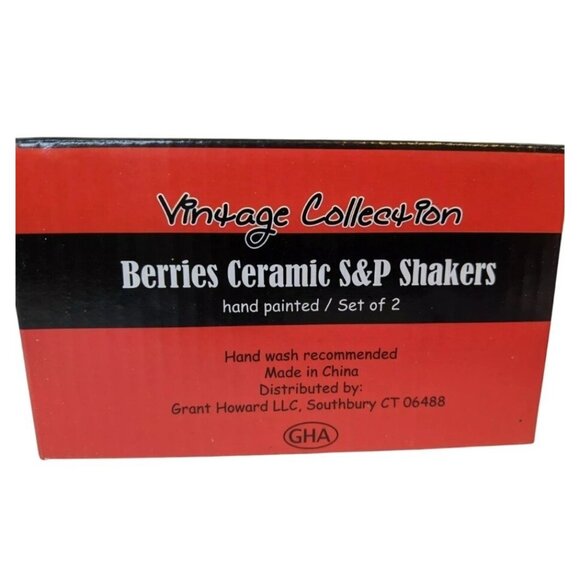 Vintage Collection Berries Ceramic Salt Pepper Shakers Hand Painted Grant Howard - Picture 2 of 10